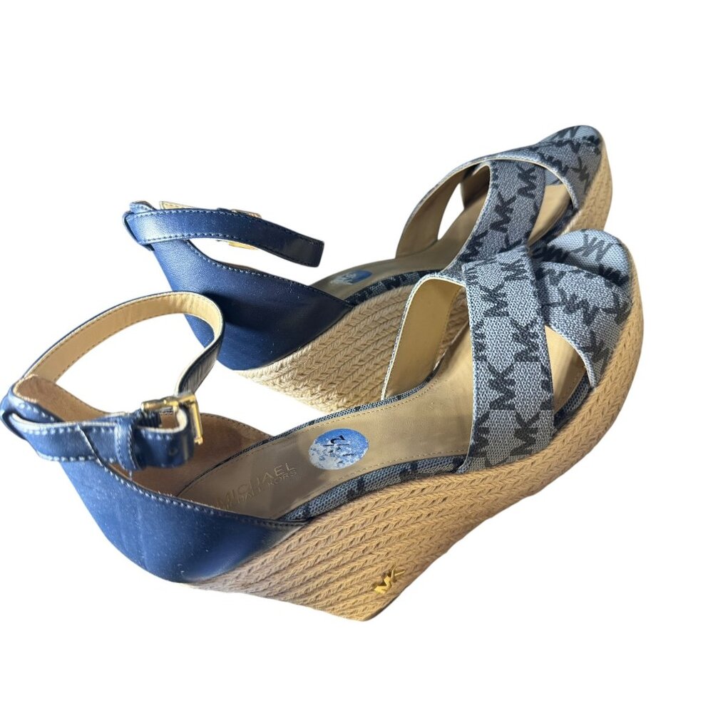 Michael Kors‎ Navy & Gray Wedge Sandals 7.5 - Picture 6 of 8